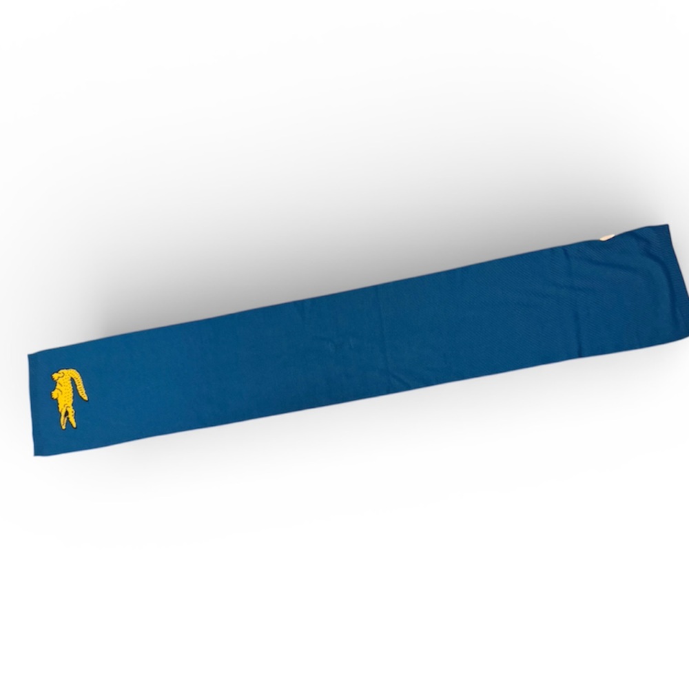 Blue and yellow fine wool Lacoste with Yellow Logo in like new condition